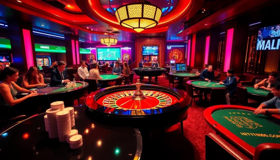 Exciting scene of players betting at the casino, featuring https://mm88.nl/ engaging online gambling activities.