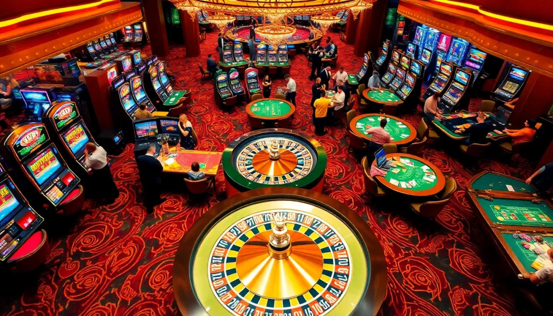 Experience the thrill of gambling at XX88 with vibrant casino tables, spinning roulette wheels, and excited players.