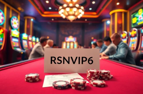 Experience the thrill of gambling at RSNVIP6 with poker chips and cards.